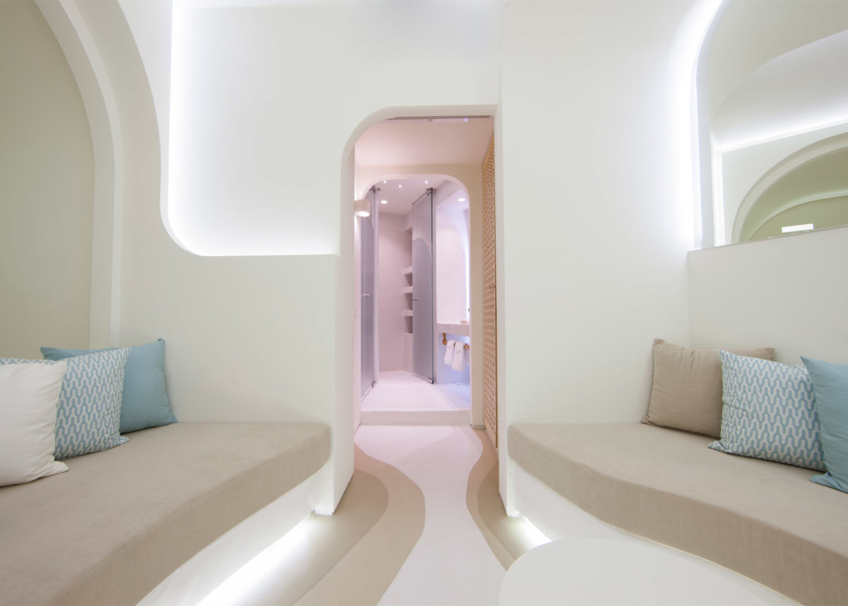 KLab creates smoothly curved interior for Santorini hotel 12